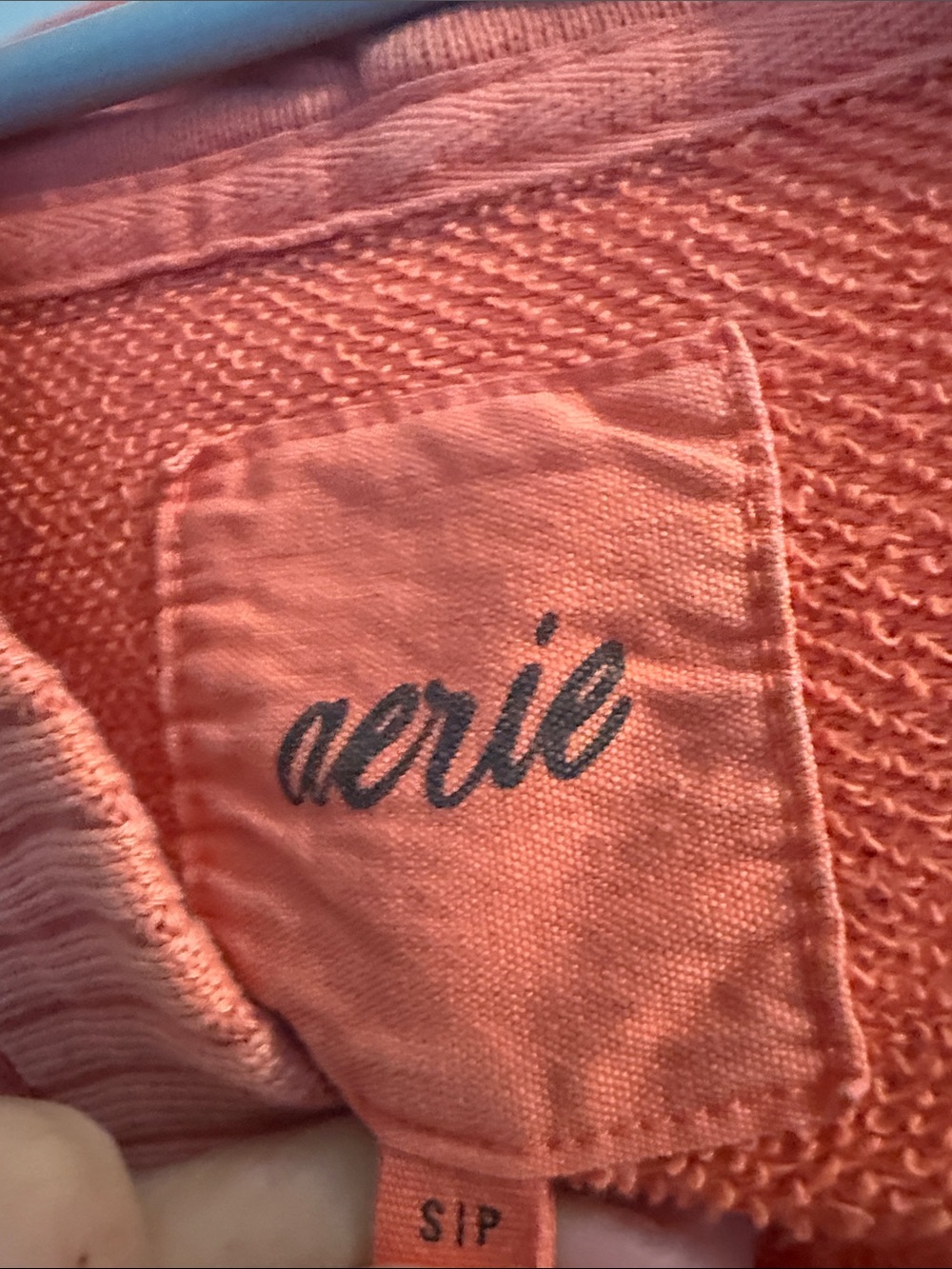 aerie Coral Knit Hoodie Top - Picture 2 of 2